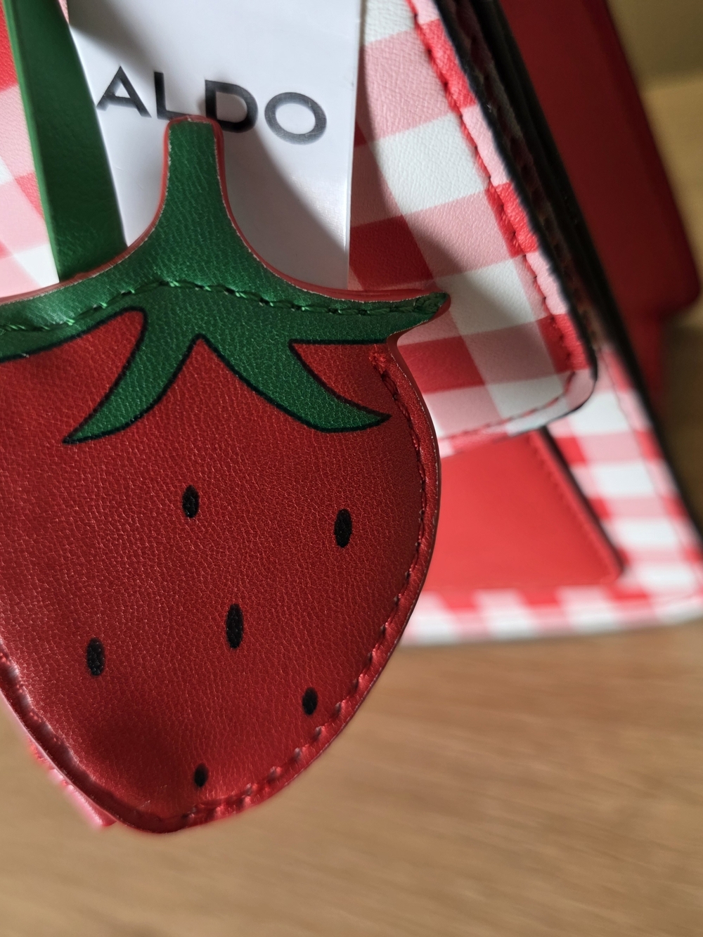 Aldo Red Gingham Strawberry Coin Purse Top-Handle Bag - Picture 10 of 13